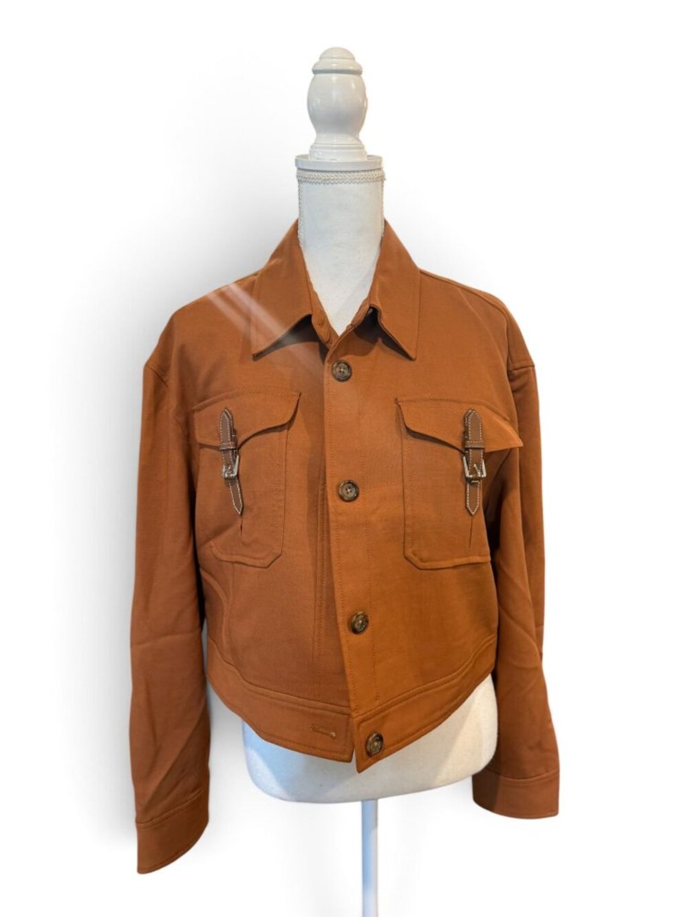 Lauren Ralph Lauren Buckle Trim Serge Cropped Jacket, Size 12 NWT